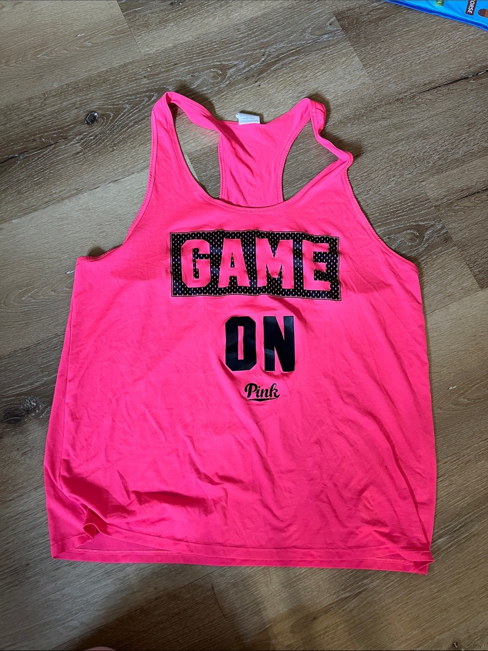 PINK Victoria's Secret Neon Pink 'GAME ON' Racerback Tank